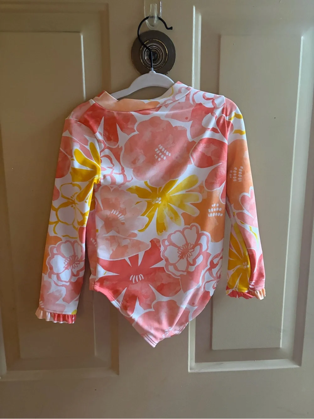 Carter's Pink & Yellow Floral Long-Sleeve Rashguard Swimsuit